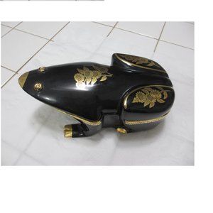 Frog container box Antique Gold black lacquered